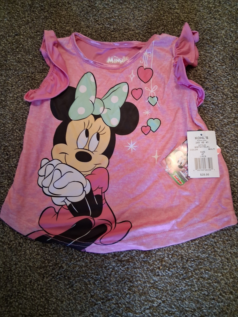 Disney Minnie Mouse Pink Ruffle Sleeve Girls 2-Piece Outfit